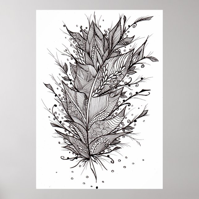 Mystic Feather Lineart Poster (Framsidan)