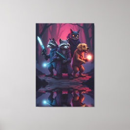 Mystic Forest Animal Warrior Art Canvastryck