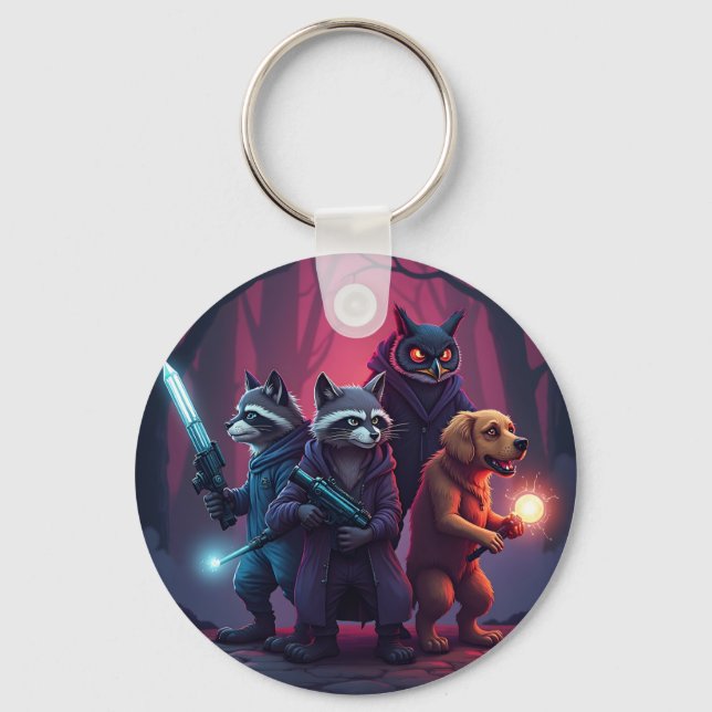 Mystic Forest Animal Warrior Art  Nyckelring (Framsida)