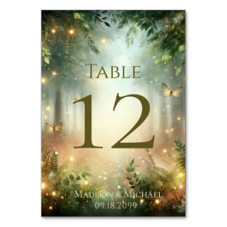 Mystic Forest Meadow Magic Sittplatskarta Bordsnummer