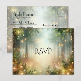 Mystic Forest Meadow Magic Wedding RSVP Postcard Inbjudan Vykort