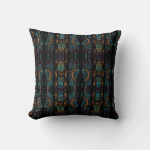 Mystic Forest Mosaic Blue & Black mönster Cushion Kudde