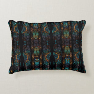 Mystic Forest Mosaic Blue & Black mönster Cushion Prydnadskudde