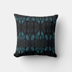 Mystic Forest Mosaic Blue & Black mönster Kudde