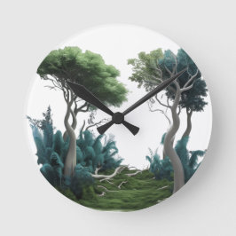 Mystic Forest Väg - Naturinspirerad konstnärlig mu Rund Klocka