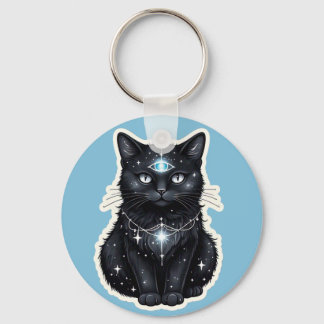 Mystic Galaxy Cat Keychain Nyckelring