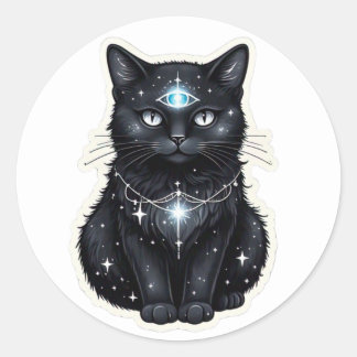 Mystic Galaxy Cat Sticker Runt Klistermärke