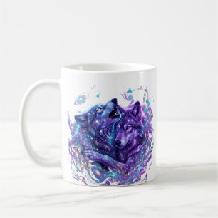 Mystic Galaxy Wolf Tröja – Blå Cosmic Wolf Art P Kaffemugg