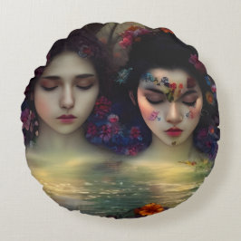 Mystic Garden: Blommigt Dreams Rund Kudde