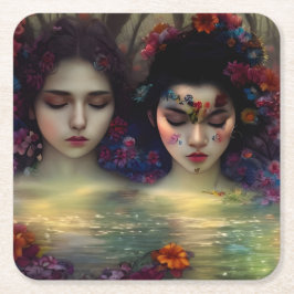 Mystic Garden: Blommigt Dreams Underlägg Papper Kvadrat