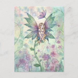 Mystic Garden Flower Fairy in Watercolor Postcard Vykort