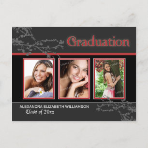 Mystic Goth Red Studenten annnouncement Postcard Inbjudan Vykort