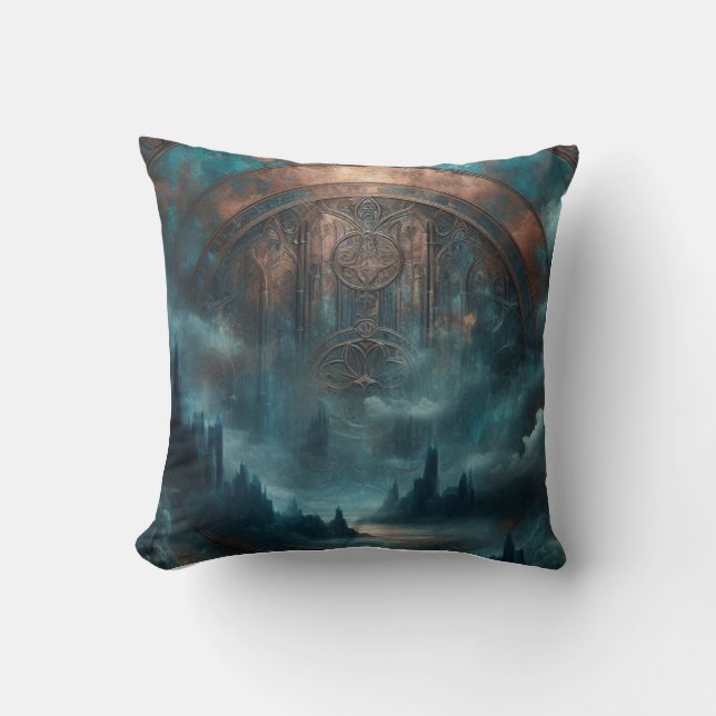 Mystic Gothic Art - Blue Copper Patina Decorative  Kudde (Framsida)