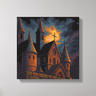Mystic Gothic Castle Under Moonlight Canvastryck