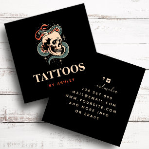 Mystic Gothic Skull Illustration Tattoo Art Fyrkantigt Visitkort