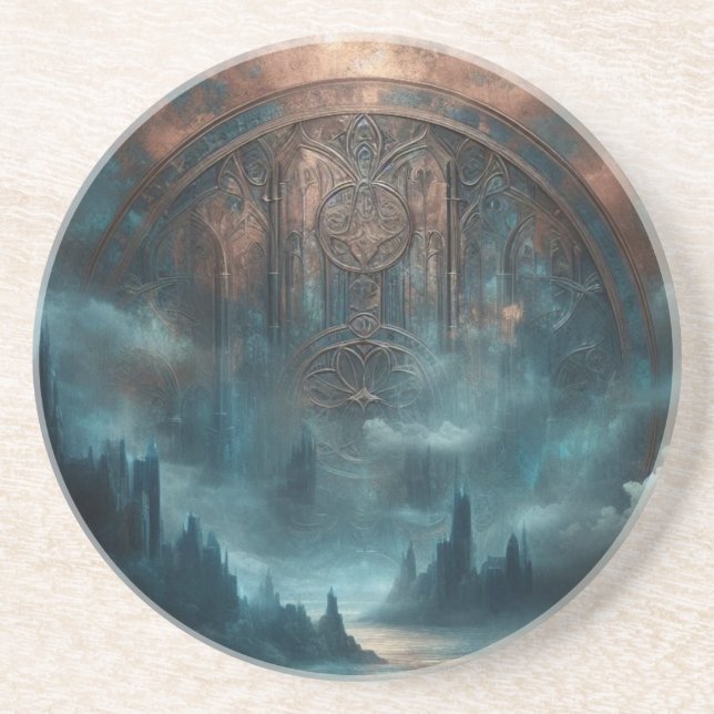 Mystic Gothic Steampunk Art - Blue Copper Patina  Underlägg (Framsidan)