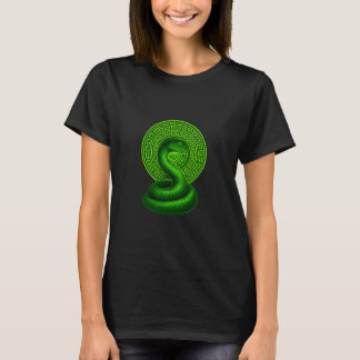 Mystic Green Serpent Mandala Women's Graphic Black T Shirt