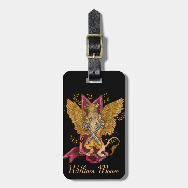 Mystic Griffin med svärd Bagagebricka (Vertikal Framsida)