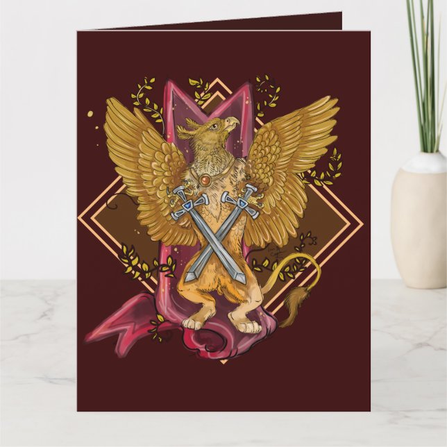 Mystic Griffin med svärd Birthday Card Kort (Framsida)
