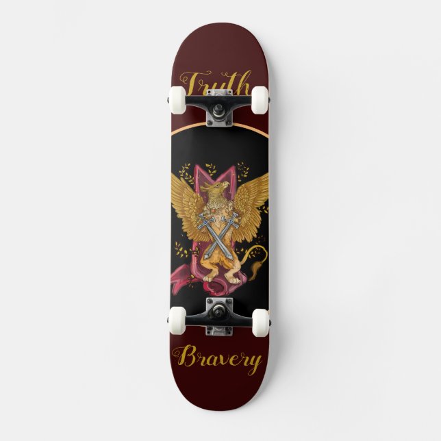 Mystic Griffin med svärd Mini Skateboard Bräda 18,5 Cm (Framsida)