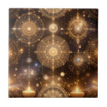 Mystic Guld Celestial Mönster Tile Kakelplatta<br><div class="desc">Förvandla ditt utrymme med den här snygga keramiska plattan Zazzle med en sömlös mönster av intricate golden celestial-diagram. Glödande orber och ömtåliga detaljer flyter mot en djup, stjärnorienterad bakgrund som är vackert belyst av den varma ljusglöden vid basen. Denna utformning framkallar en känsla av gammal visdom, kosmisk energi och mystisk...</div>