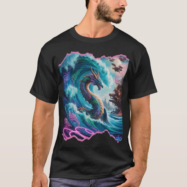 Mystic H2O Dragon Sea Serpent Design T Shirt (Framsida)