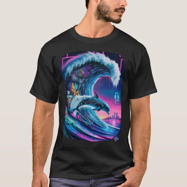Mystic H2O Neon Tide Cyber Dolphin Design T Shirt (Framsida)