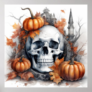 Mystic Halloween Gothic Skull Art Mystical Poster