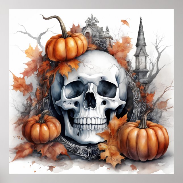 Mystic Halloween Gothic Skull Art Mystical Poster (Framsidan)