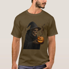 Mystic Halloween Skull med Glowing Pumpkin 🎃 💀 T Shirt