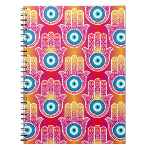 Mystic hamsa: ornera sömlös design. anteckningsbok