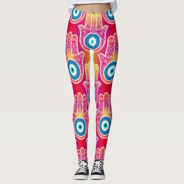 Mystic hamsa: ornera sömlös design. leggings (Framsida)