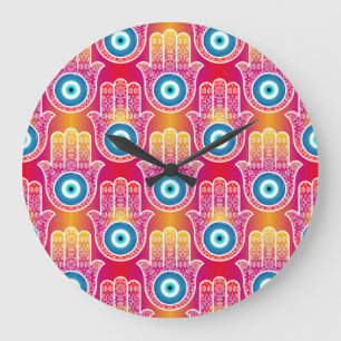 Mystic hamsa: ornera sömlös design. stor klocka