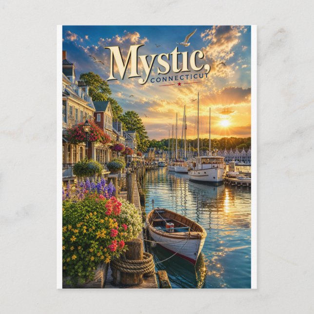Mystic Harbor Reflektioner Vykort (Framsida)