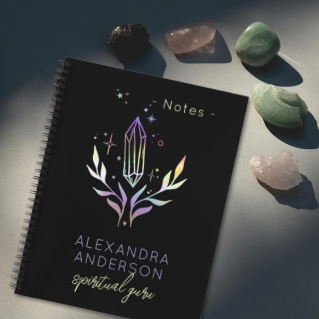 Mystic Holografiska krypstals Glitter Andlig Anteckningsbok (Mystic Holographic Glitter Spiritual Crystals notebook)
