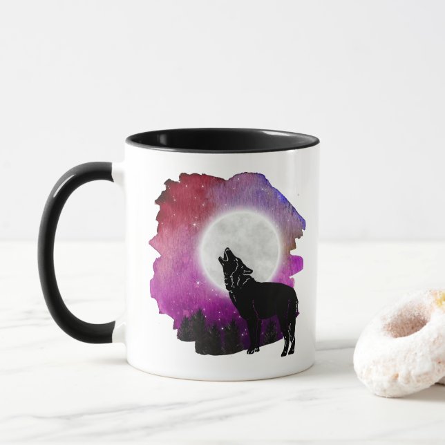 Mystic Howling Varg Silhouette mugg (Med munk)