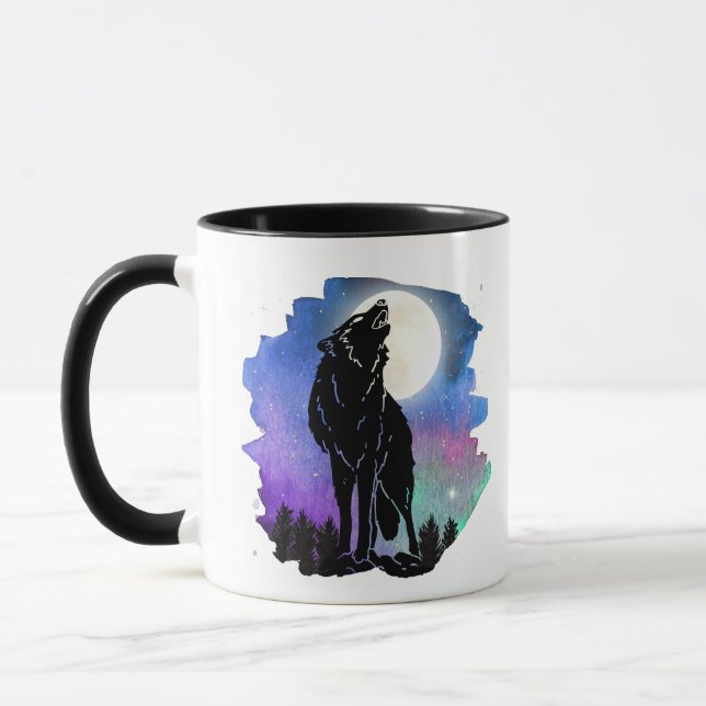 Mystic Howling Varg Silhouette två ton mugg (Vänster)