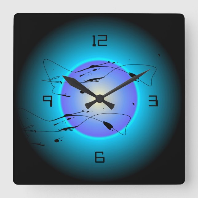 Mystic Illuminated Aqua Lila/Lemon >Wall Clock Fyrkantig Klocka (Framsida)