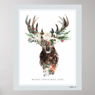 Mystic jul Hjort Head Flowers Bouquet Poster