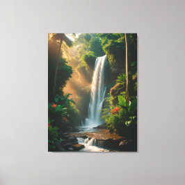 Mystic Jungle Falls - Serene Waterfall Canvas Art