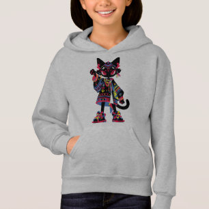 Mystic Kawaii Cat – Färgglad Tribalanda Tee