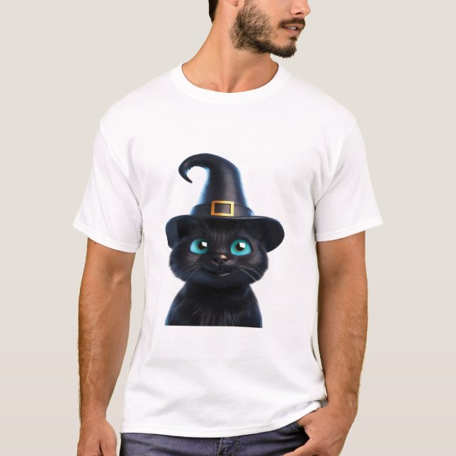 Mystic Kitty Halloween Katt Klassisk T-Shirt (Framsida)