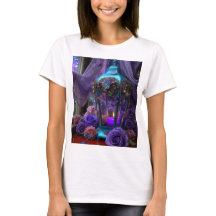Mystic Lantern och lila rosor Grafisk t-shirt – Go
