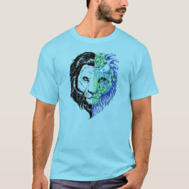 Mystic lejona konstmanar för unik hand plockade tee shirt