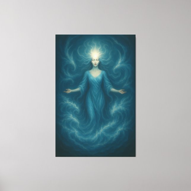 Mystic Light Goddess – Ethereal Divine Energy Art Canvastryck (Framsida)