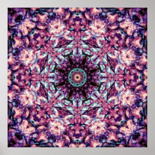 Mystic Lila Bioluminescent Kaleidoscope Art Poster