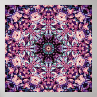 Mystic Lila Bioluminescent Kaleidoscope Art Poster