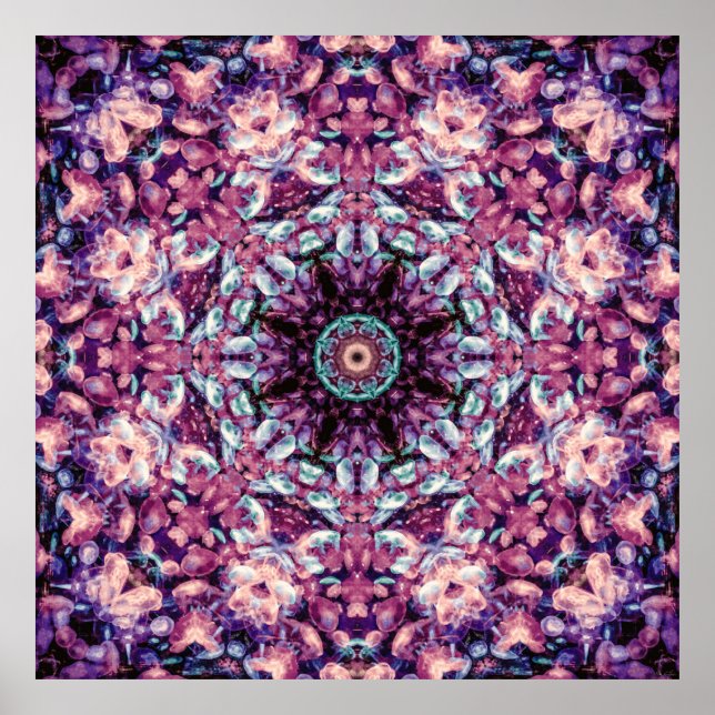 Mystic Lila Bioluminescent Kaleidoscope Art Poster (Framsidan)