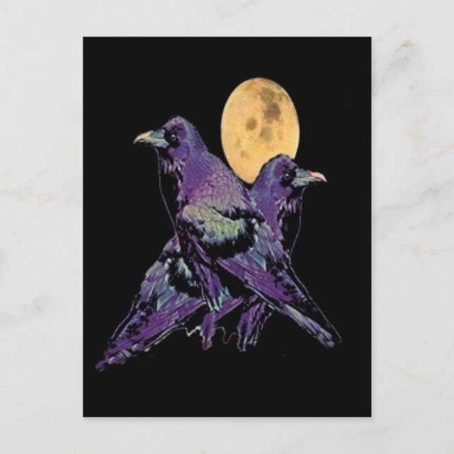 Mystic Lila Raven Måne av Sharles Vykort (Framsida)