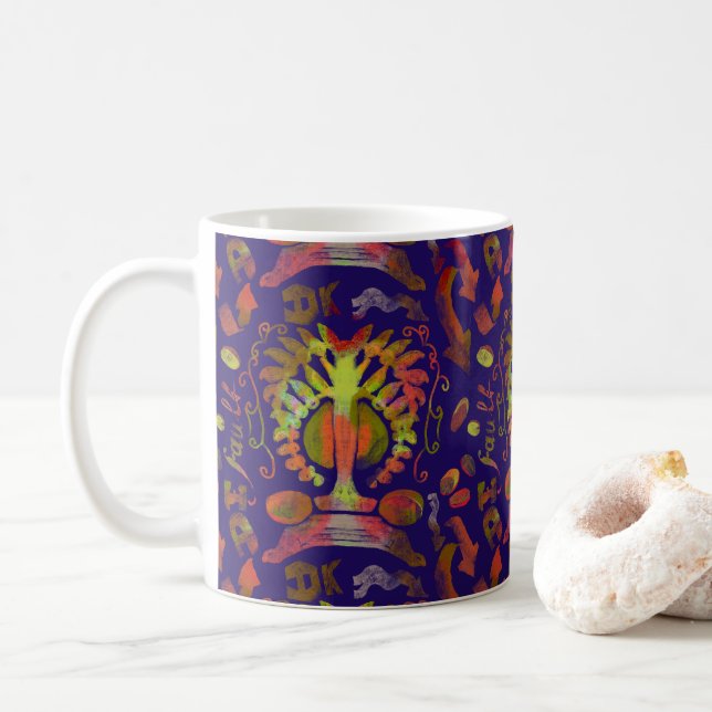 "Mystic Livets träd - Folk Art Mönster" Kaffemugg (Med munk)